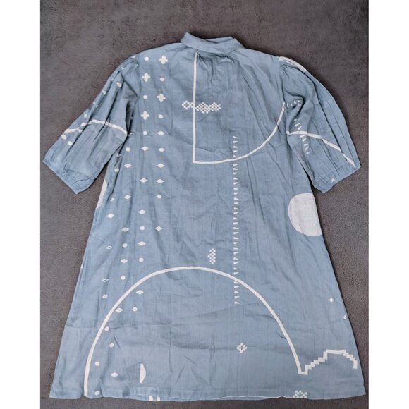 NWT World of Crow Relaxed Fit Midi-Dress Blue Sz (L) Oversize Lagenlook Coastal - Picture 7 of 11